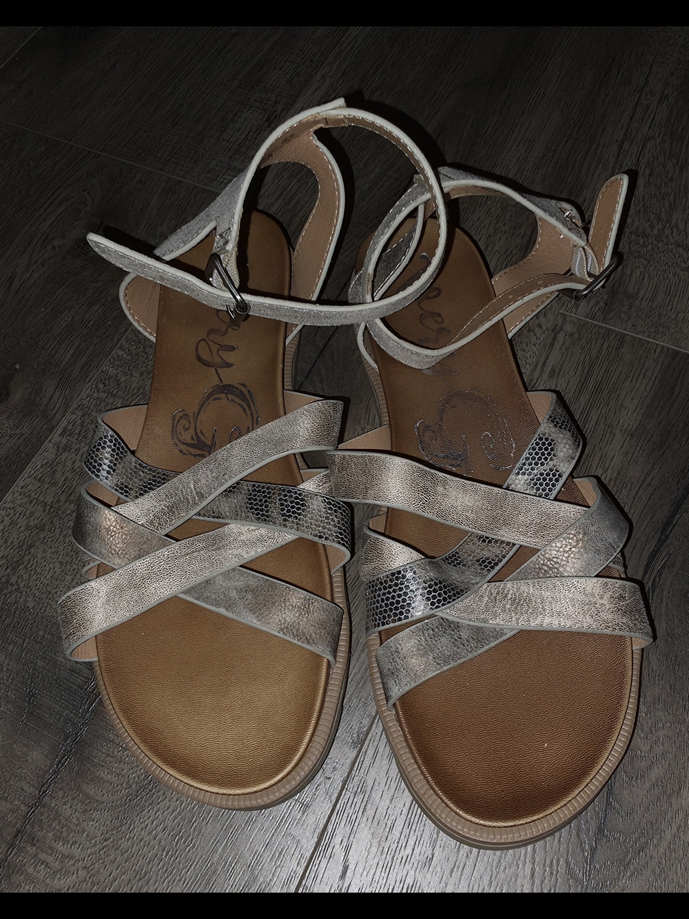 Very G Tan Jules Leopard Cross Strappy Sandal With Ankle Strap